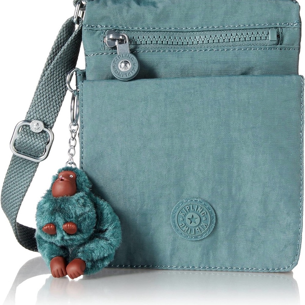 Kipling Aqua Crossbody Bag with Fun Keychain